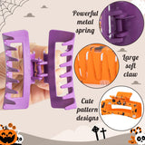 PANTIDE 8Pcs Halloween Hair Claw Clips for Women Girl - Spooky Spider Pumpkin Ghost Witch Hat Rectangle Nonslip Banana Hair Clips, Thin Thick Short Long Curly Accessories, Halloween Costume Party Gift