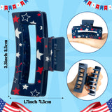 PANTIDE 8Pcs American Flag Hair Claw Clips for Women Girls - Independence Day 4th of July Rectangle Nonslip Clips Red White Blue Star Patriotic Celebrations USA Hair Accessories Party Events Gifts