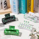 PANTIDE 4Pcs Mental Health Awareness Hair Claw Clips for Women Girls - Green Ribbon Mental Health Month Rectangle Nonslip Banana Hair Clips, Thin Thick Short Long Curly Accessories, Events Party Gifts