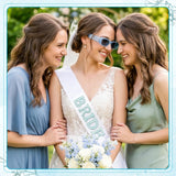 PANTIDE Blue Bachelorette Party Decorations - 3Pcs Blue Bride Sunglasses Sash Bride to Be Bow Veil, Bridal Shower Wedding