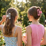 PANTIDE 4Pcs Polka Dot Hair Claw Clips for Women Girls - Red Black White Pink Rectangle Nonslip Banana Hair Clips, Thin Thick Short Long Curly Updos Buns Ponytails Accessories, Birthday Party Gifts