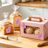 PANTIDE 500 Count Baked with Love Cottage Food Law Labels Stickers (Pink)