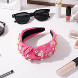 PANTIDE 4Pcs Western Jeweled Knotted Headband - Cowgirl boots Hat Rhinestone Crystal Embellished Headband Wide Top Knot Hairband Hair Accessories Birthday Gift for Cowboy Women Girls (Hot Pink)