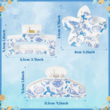 PANTIDE 3Pcs Blue Bow Starfish Seashell Hair Claw Clips for Women Girls - Summer Ocean Coastal Rectangle Flower Banana Nonslip Acrylic Hair Clip Accessories, Mermaid Wedding Birthday Party Gift