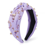 PANTIDE Kpop Jeweled Knotted Headband for Women Girls Singer Fans (Purple)