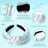 PANTIDE Something Blue Bride Jeweled Knotted Headband - Bride to Be Bridal Shower Gift Bow Pearl Embellished Headband Bachelorette Party Wedding Accessories Bridesmaid Gift (White)