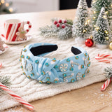 PANTIDE Christmas Jeweled Knotted Headband for Women Girls (Blue)