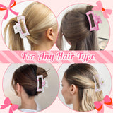 PANTIDE 4Pcs Coquette Pink Bow Hair Claw Clips for Women Girls - Cute Bow Preppy Trendy Rectangle Nonslip Banana Hair Clips, Thin Thick Short Long Curly Accessories, Birthday Bachelorette Wedding Gift