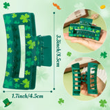 PANTIDE 4Pcs St. Patrick's Day Hair Claw Clips for Women Girls - Green Shamrock Irish Clover Lucky Rectangle Nonslip Banana Hair Clips, Thin Thick Short Long Curly Accessories, Holiday Party Gift