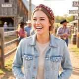 PANTIDE Bandana Paisley Jeweled Knotted Headband for Women Girls (Red)