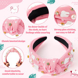 PANTIDE Dentist Jeweled Knotted Headband - Dental Hygienist Assistant Gift Teeth Rhinestone Embellished Headband Non Slip Wide Top Knot Hairband Hair Accessories Birthday Gift for Women Girls (Pink)