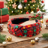 PANTIDE Christmas Buffalo Plaid Jeweled Knotted Headband for Women Girls