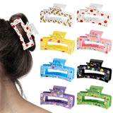 PANTIDE 8Pcs Teacher Hair Claw Clips Accessories for Women Girls - Cute Back to School Teacher Appreciation Gift Pencil Apple Rectangle Nonslip Hair Clips, Strong Hold for Thin Thick Curly Hair