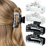 PANTIDE 4Pcs Musical Notes Hair Claw Clips for Women Girls - Back to School Piano Rectangle Nonslip Banana Hair Clips, Thin Thick Short Long Curly Hair Accessories, Music lover Teacher Birthday Gift