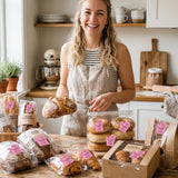 PANTIDE 500 Count Baked with Love Cottage Food Law Labels Stickers (Pink)
