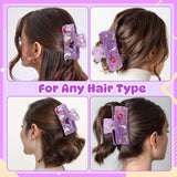 PANTIDE 2Pcs Music Hair Claw Clips for Women Girls - Singer Fans Gift Guitar Rhinestone Large Rectangle Nonslip PVC Hair Claw, Thin Thick Short Long Curly Accessories, Birthday Back To School Gift