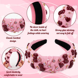 PANTIDE Cute Red Bow Heart Jeweled Knotted Headband for Women Girls
