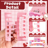 PANTIDE 4Pcs Valentine's Day Hair Claw Clips for Women Girls - Conversation Heart Candy Rectangle Nonslip Banana Acrylic Hair Clips, Thin Thick Short Long Curly Accessories, Valentines Birthday Gift
