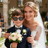 PANTIDE Page Boy Sunglasses - Ring Bearer Security Round Shaped Sunglasses, Wedding Engagement Party Favors Outdoor Beach Glasses Accessories, Cute Eyewear Gift for Little Boy (Black)