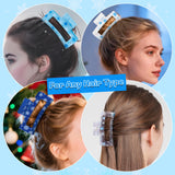 PANTIDE 4Pcs Snowflake Hair Claw Clips for Women Girl - Winter Snow Blue White Rectangle Nonslip Banana Hair Clips, Thin Thick Short Long Curly Accessories, Christmas Holiday Party Gift