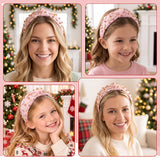 PANTIDE Christmas Jeweled Knotted Headband for Women Girls (Pink)