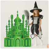 PANTIDE 3.3ft Large Emerald Green Castle Cardboard Cutout - Witch Green Castle Wizard Stand Up Party Decoration, Freestanding Photo Booth Prop Photography Backdrop for Halloween Birthday Gift