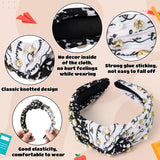 PANTIDE Teacher Jeweled Knotted Headband - Back to School Composition Notebook Rhinestone Pearl Embellished Headband Top Knot Hair Accessories Teacher Appreciation Gift For Women Girls (Black White)