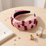 PANTIDE Cute Red Bow Heart Jeweled Knotted Headband for Women Girls