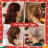 PANTIDE 4Pcs Christmas Plaid Snowflake Elk Hair Claw Clips for Women Girls
