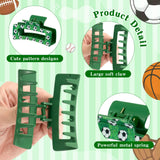 PANTIDE 8Pcs Sports Ball Hair Claw Clips for Women Girls - Football Basketball Soccer Baseball Rectangle Nonslip Hair Clips, Thin Thick Short Long Curly Hair Accessories, School Party Birthday Gift