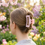 PANTIDE 4Pcs Flowers Silicone Hair Claw Clips for Women Girls - Cute Floral Flexible Large Bendable Rectangle Banana Hair Clip, Thin Thick Short Long Accessories, Spring Summer Party Birthday Gift