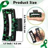 PANTIDE 4Pcs Mental Health Awareness Hair Claw Clips for Women Girls - Green Ribbon Mental Health Month Rectangle Nonslip Banana Hair Clips, Thin Thick Short Long Curly Accessories, Events Party Gifts