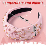 PANTIDE Christmas Jeweled Knotted Headband for Women Girls (Pink)
