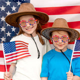 PANTIDE American Babe Sunglasses - Red White Blue Pearls Rhinestone Round Shaped Sunglasses, Fourth of July Patriotic Party Favors Outdoor Beach Glasses Accessories, Jewelry Gift for Kids (Red)