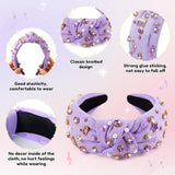 PANTIDE Kpop Jeweled Knotted Headband for Women Girls Singer Fans (Purple)