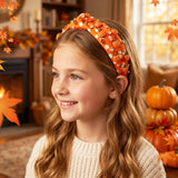 PANTIDE Fall Thanksgiving Pumpkin Polka Dot Jeweled Knotted Headband