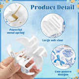 PANTIDE 3Pcs Blue Bow Starfish Seashell Hair Claw Clips for Women Girls - Summer Ocean Coastal Rectangle Flower Banana Nonslip Acrylic Hair Clip Accessories, Mermaid Wedding Birthday Party Gift