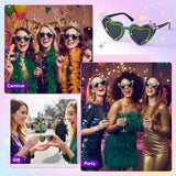 PANTIDE Mardi Gras Carnival Queen Sunglasses - Purple Green Rhinestone Crown Heart Shaped Sunglasses, Carnival Parade Masquerade Oufits Party Favors Glasses Accessories, Jewelry Gift for Women