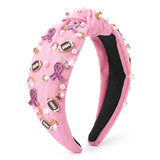 PANTIDE Breast Cancer Awareness Football Knotted Headband for Women Girls
