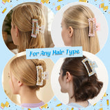 PANTIDE 4Pcs Pencil Coquette Bow Hair Claw Clips for Women Girls - Back to School Daisy Plaid Rectangle Nonslip Acrylic Hair Clip, Thin Thick Short Long Curly Accessories, Party Birthday Teacher Gift