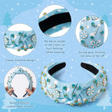 PANTIDE Christmas Jeweled Knotted Headband for Women Girls (Blue)