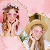 PANTIDE Pink Pony Club Sunglasses - Western Cowgirl Pearl Heart Shaped Sunglasses, Bachelorette Party Birthday Accessories Bach Gift Pop Concert Outfit for Women Girls (Pink)