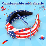 PANTIDE American Flag Jeweled Knotted Headband - Independence Day 4th of July Patriotic Star Rhinestone Embellished Headband Wide Top Knot Hairband Hair Accessories for Women Girls (Red White Blue)