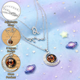 PANTIDE 3Pcs Leo Zodiac Crescent Moon Layer Necklaces for Women Girls