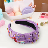 PANTIDE Music Jeweled Knotted Headband - Singer Fans Gift Butterfly Sunglassses Rhinestone Crystal Embellished Headband Fashion Hair Accessories Birthday Back To School Gift for Women Girls (Purple)
