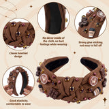 PANTIDE Coffee Jeweled Knotted Headband for Women Girl Coffee Lover (Brown)
