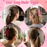 PANTIDE 4Pcs Polka Dot Hair Claw Clips for Women Girls - Red Black White Pink Rectangle Nonslip Banana Hair Clips, Thin Thick Short Long Curly Updos Buns Ponytails Accessories, Birthday Party Gifts