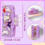 PANTIDE 2Pcs Music Hair Claw Clips for Women Girls - Singer Fans Gift Guitar Rhinestone Large Rectangle Nonslip PVC Hair Claw, Thin Thick Short Long Curly Accessories, Birthday Back To School Gift