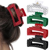 PANTIDE 4Pcs Christmas Polka Dot Hair Claw Clips for Women Girls