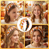 PANTIDE Fall Thanksgiving Pumpkin Jeweled Knotted Headband for Women Girls
